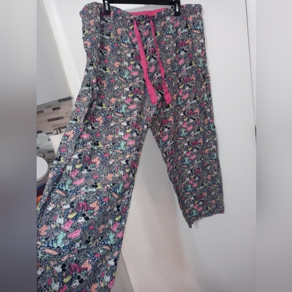 Disney Parks gray Pink Mickey Mouse Lounge Pants Drawstring Waist XXL